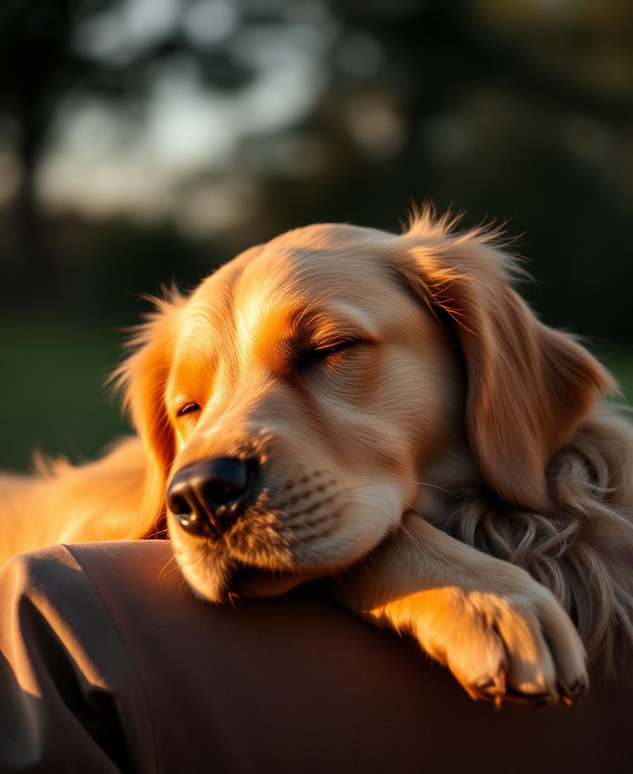 Cão descansando no colo do tutor